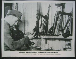 1944 Wehrmacht Soldier Mp40 Machine Gun Ww2 Large Press Photo Top
