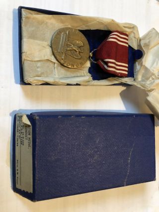 1945 Wwii Us Army Good Conduct Medal Ribbon Box Military Medallic Art Co.  Award
