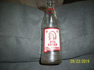 Vintage Big Chief Beverages 6 1/2 Oz Clear Empty Bottle Raton Mexico