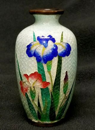 Fine Unique Ginbari Japanese Cloisonne Enamel Vase With Flowers Late 19th C.