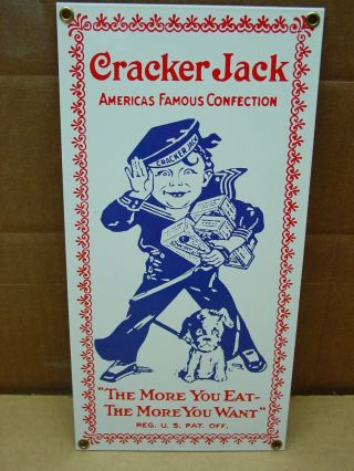 Heavy Enameled Porcelain Sign Cracker Jack Advertising Sign By Ande Rooney Co.