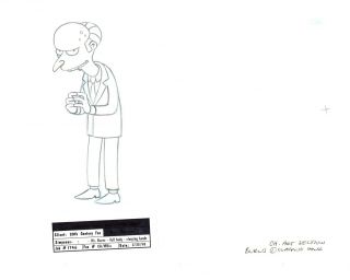 The Simpsons Mr.  Burns Production Animation Cel Fox Model 1998 Mb1a