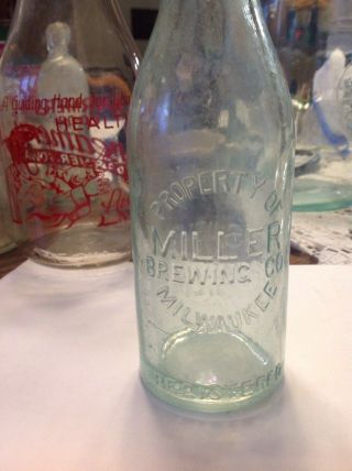 Miller Crown Top Pony Beer Bottle Property Of Milwaukee 7.  75 "