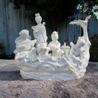 Chinese Dehua / Blanc De Chine Figural Group / Boat - Immortals