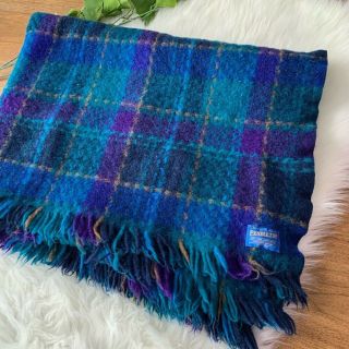 Pendleton | Blue & Purple Plaid Vintage Virgin Wool Blanket Picnic