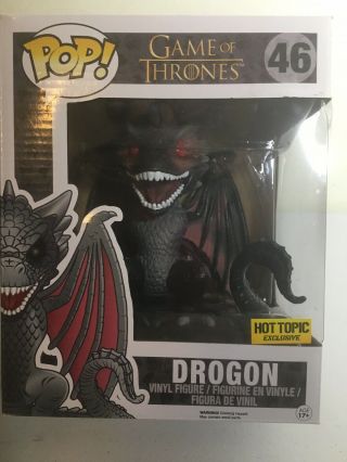 Funko Pop Game Of Thrones Drogon 46 6 " Inch Hot Topic Exclusive Red Eyes Rare
