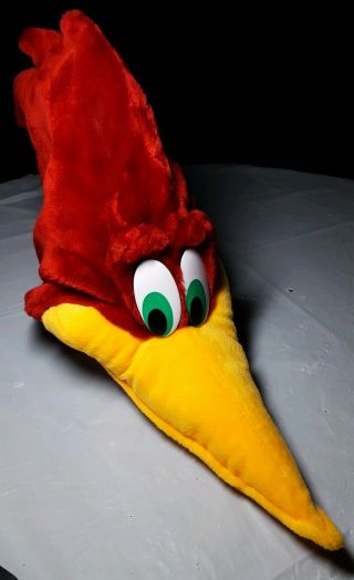 Vintage Woody Woodpecker Head Costume Plush Furry Universal Studios Hat Cap