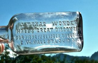 Ca 1890s St.  Louis Missouri Mo " Texas Wonder - E.  W.  Hall " Quack Drug Med Bottle
