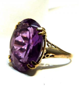 Vintage 9ct Gold & Amethyst Ring Double Claw Gold Solitaire Ring Scrap Gold Wear