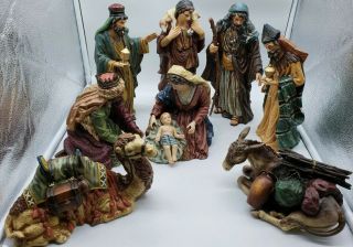 Grandeur Noel Collector Edition 9 Piece Hand - Painted Porcelain Nativity Set