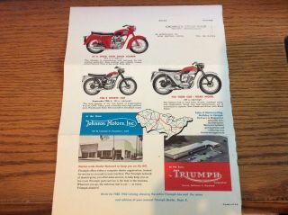 VINTAGE 1962 TRIUMPH MOTORCYCLES SALES BROCHURE 3
