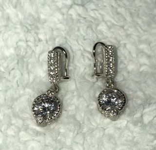 Judith Ripka.  925 Sterling Silver Cz Dangle Earrings Pre - Owned