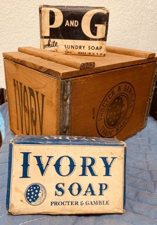 Vintage Ivory Soap Wood Crate Advertising Old Wooden Box Proctor & Gamble Soap