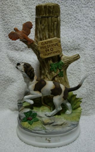 Vintage Hoffman Music Box Wildlife Dog Series No Hunting Game Bottle Decanter