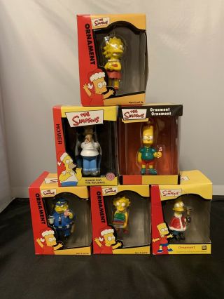 Vintage 2002 The Simpsons Christmas Ornaments Set Of 6