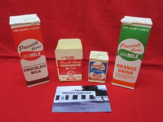 4 Vintage Prescott Farms Local Fresh Milk Dairy Cartons Orange Chocolate Arizona