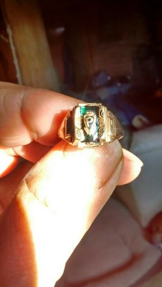 Placer High School Josten 10k Gold And Emerald 1972 Class Ring Size 7 1/2