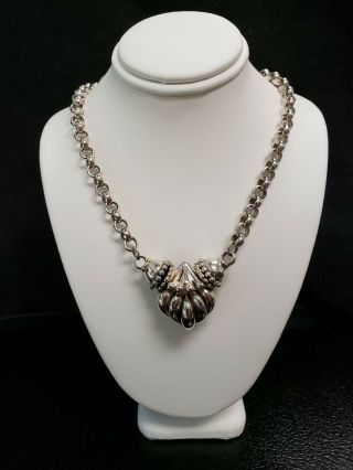 Vintage Joseph Esposito Sterling Silver Rolo Chain Necklace W/ Snap - On Pendant