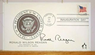 President Ronald Reagan Envelope Inauguration Day 1981 Signed Not Authenticated