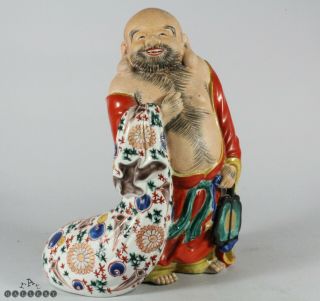 Japanese Taisho Kutani Hotei God Of Fortune Porcelain Figure