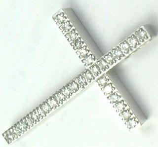 Elegant 18k White Gold Diamond Channel Set Cross Pendant.  1.  4gm.