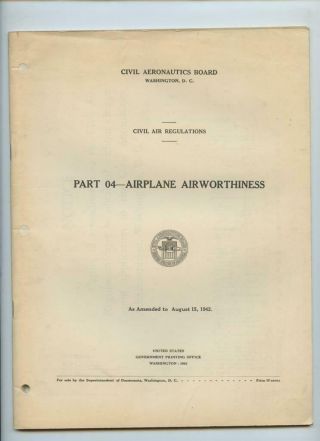 Wwii 1942 Civil Aeronautics Administration Board Book Airplane Airworthiness