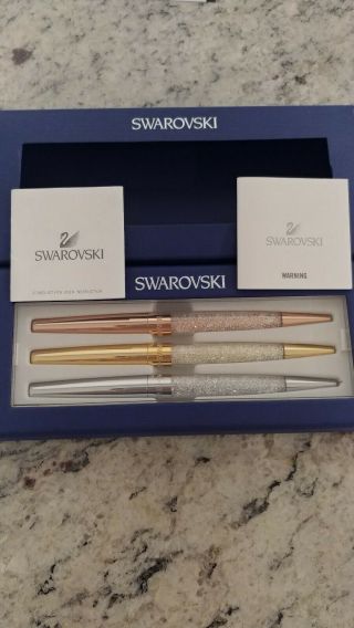 Swarovski Crystalline Stardust Pens (set Of 3) Silver,  Gold And Rose Gold 2015