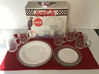 1997 Coca Cola Brand 16 Piece Dinnerware Set