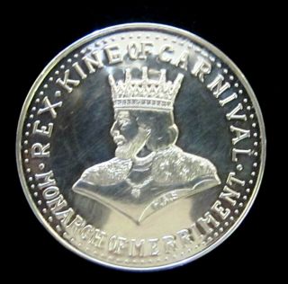 1961 Krewe Of Rex.  999 Fine Silver Mardi Gras Doubloon Favor - 2274