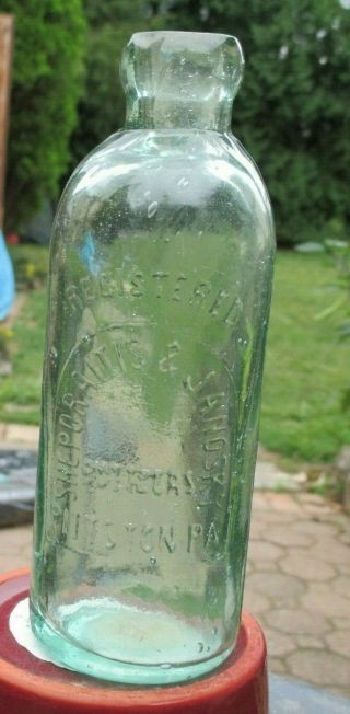 Sheporaitis & Janosky Bottlers Pittston,  Pa Aqua Hutch Blob Top Bottle Soda