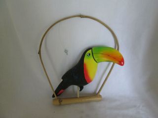 Toucan Bird Hanging Hand Painted Colorful Ceramic Figure Costa Rica Signed