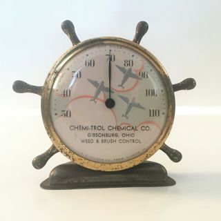 Vintage Ships Wheel Thermometer Chemi - Trol Chemical Co Gibsonburg Ohio By Colson