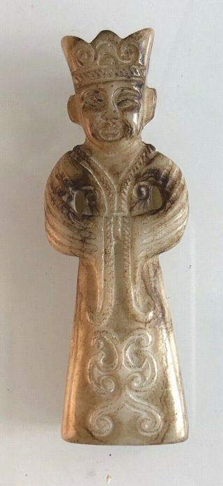 Antique Chinese Hand Carved Stone Standing Holy Man Figurine.