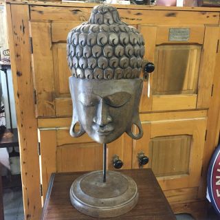 23” Large Thai Style Buddha Head On Stand