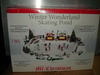 Mr Christmas Winter Wonderland Lighted Moving " Skating Pond " Music