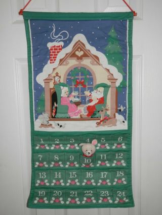 Vintage 1987 Avon Christmas Countdown Calendar Fabric Advent With Mouse
