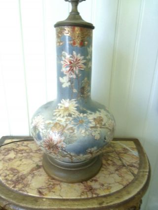 Rare Old Satsuma Bottle Vase Table Lamp Late 19th Early 20th Century