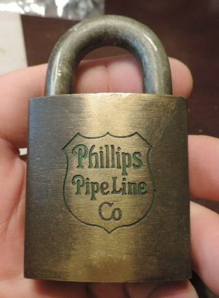 Best Vintage Phillips Pipe Line Co.  66 Gas Station Brass Padlock Lock
