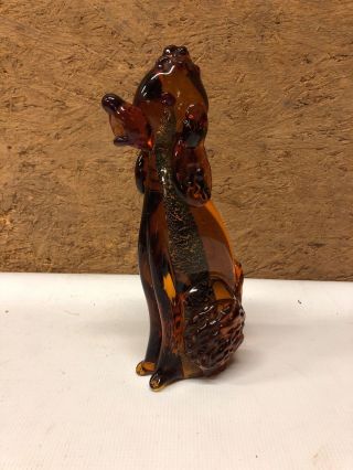 Vintage Art Glass Poodle Amber Glass Heavy 11” Tall