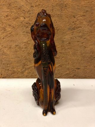 Vintage Art Glass Poodle Amber Glass Heavy 11” Tall 2