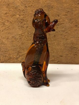 Vintage Art Glass Poodle Amber Glass Heavy 11” Tall 3