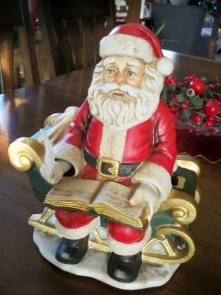 1986 Waco Melody In Motion Hand Painted Bisque Porcelain Musical Santa Claus