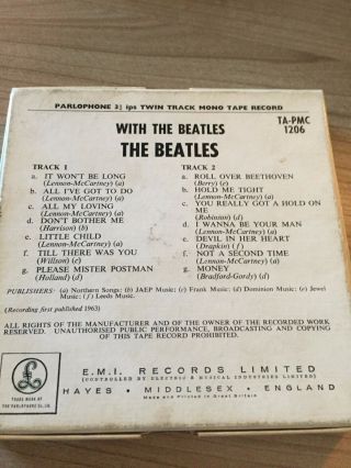 The Beatles With The Beatles Reel To Reel EMItape TA - PMC 1206 1963 2