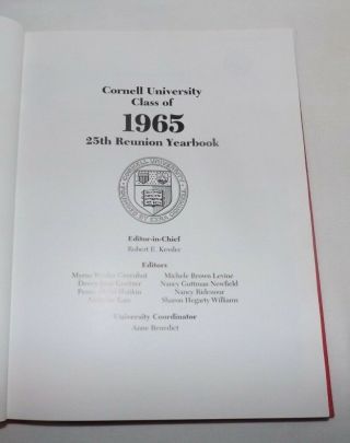 Cornell University 25th Class Reunion for the CLASS of 1965 YEARBOOK Book 2
