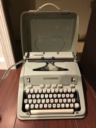 Vintage Hermes 3000 Typewriter Seafoam Green Lid