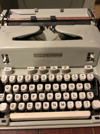 Vintage Hermes 3000 Typewriter Seafoam Green Lid 3