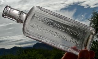 Ca 1890 San Francisco California " The Owl Drug Company " Large 7 1/2 " Tall Bottle