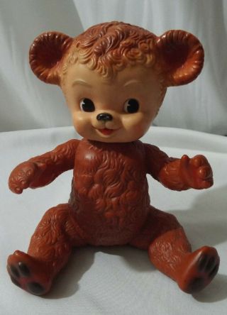 Vintage 1958 Sun Rubber Company Sunny The Bear Squeak Toy Jointed Brown