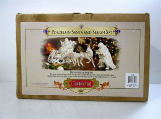 Grandeur Noel Collectors Edition 2001 Porcelain Santa And Sleigh Set W/ Reindeer