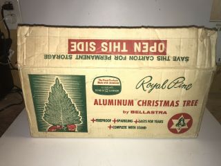 Vintage Silver Aluminum Christmas Tree Royal Pine 4 Ft High Pom Pom 28 Branches